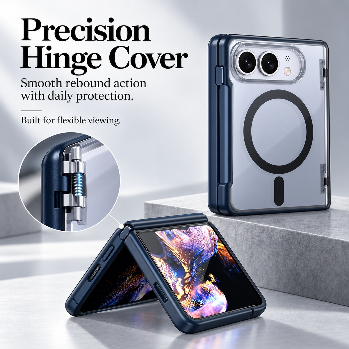 Premium iPhone Case Business Matte MagSafe Ultra Thin Folding Hinge Protection Shockproof Non Slip Slim Durable Integrated Protective Phone Cover Shell Case