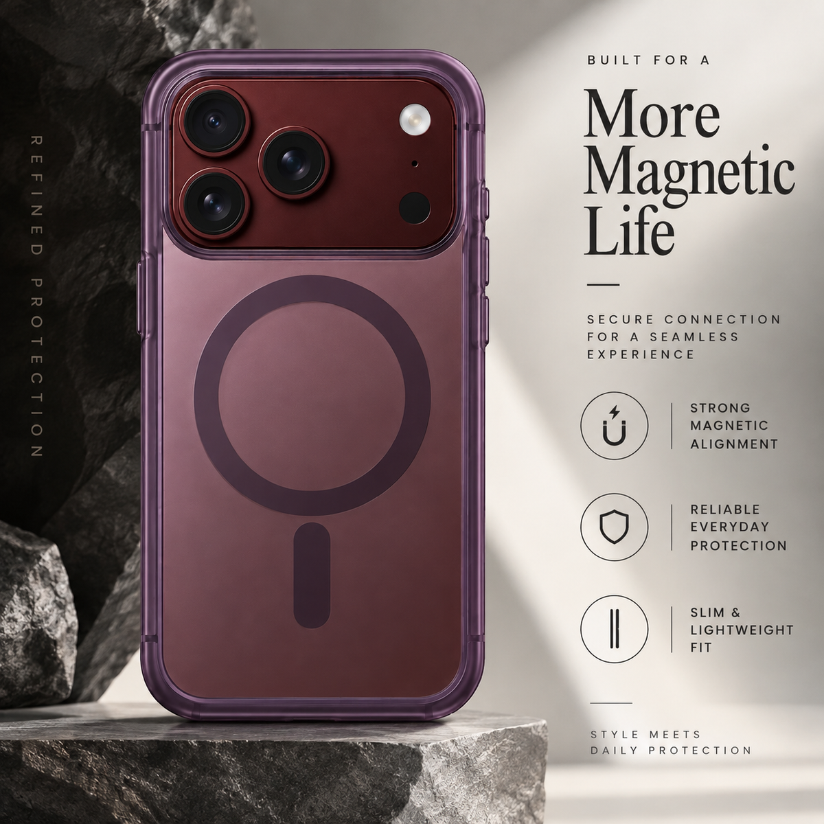 Premium iPhone Case Business Matte MagSafe Ultra Thin Folding Hinge Protection Shockproof Non Slip Slim Durable Integrated Protective Phone Cover Shell Case