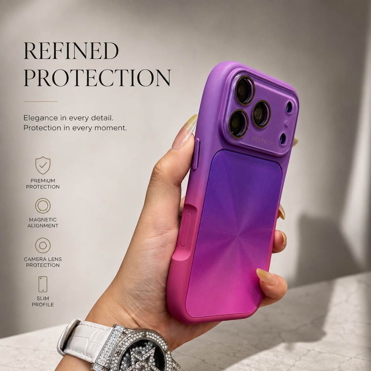Premium iPhone Case Candy Laser Gradient Acrylic Shockproof Protective Cover Anti Fingerprint Washable Slim Lightweight Bumper Hard Back Color Change Case
