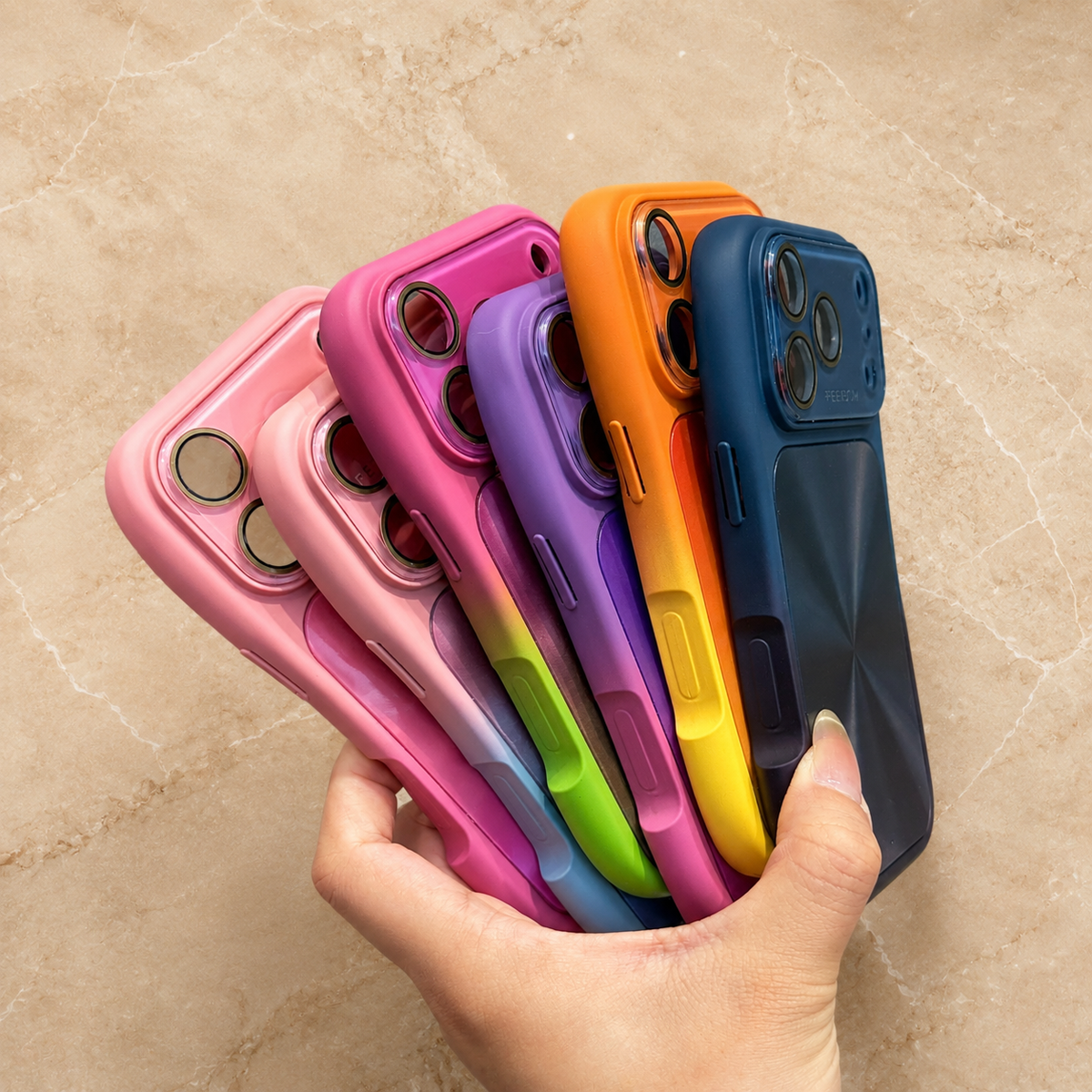 Premium iPhone Case Candy Laser Gradient Acrylic Shockproof Protective Cover Anti Fingerprint Washable Slim Lightweight Bumper Hard Back Color Change Case