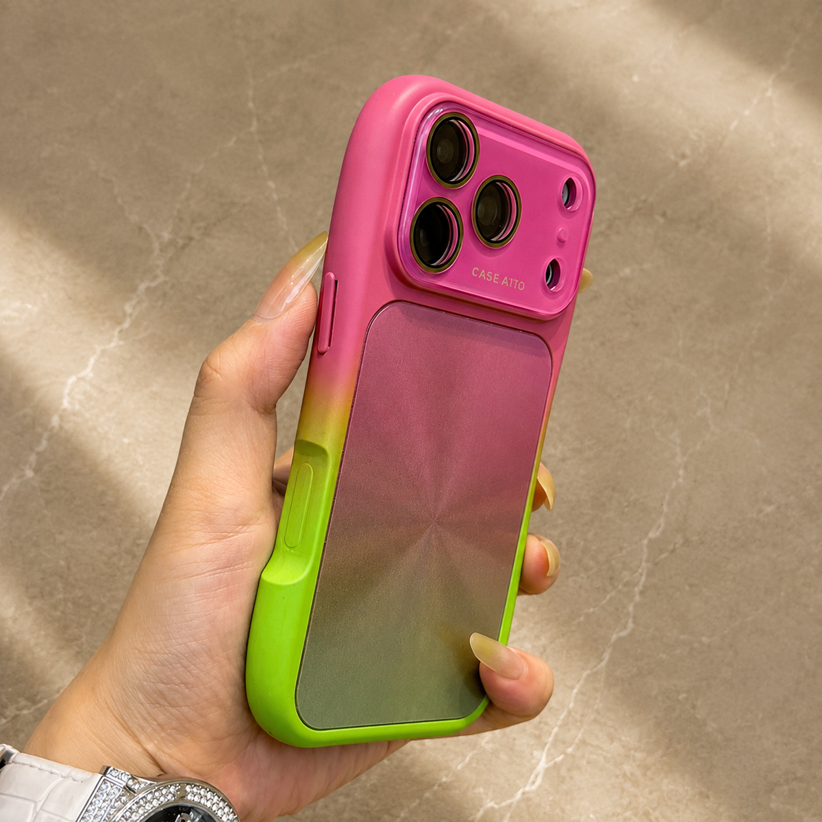 Premium iPhone Case Candy Laser Gradient Acrylic Shockproof Protective Cover Anti Fingerprint Washable Slim Lightweight Bumper Hard Back Color Change Case