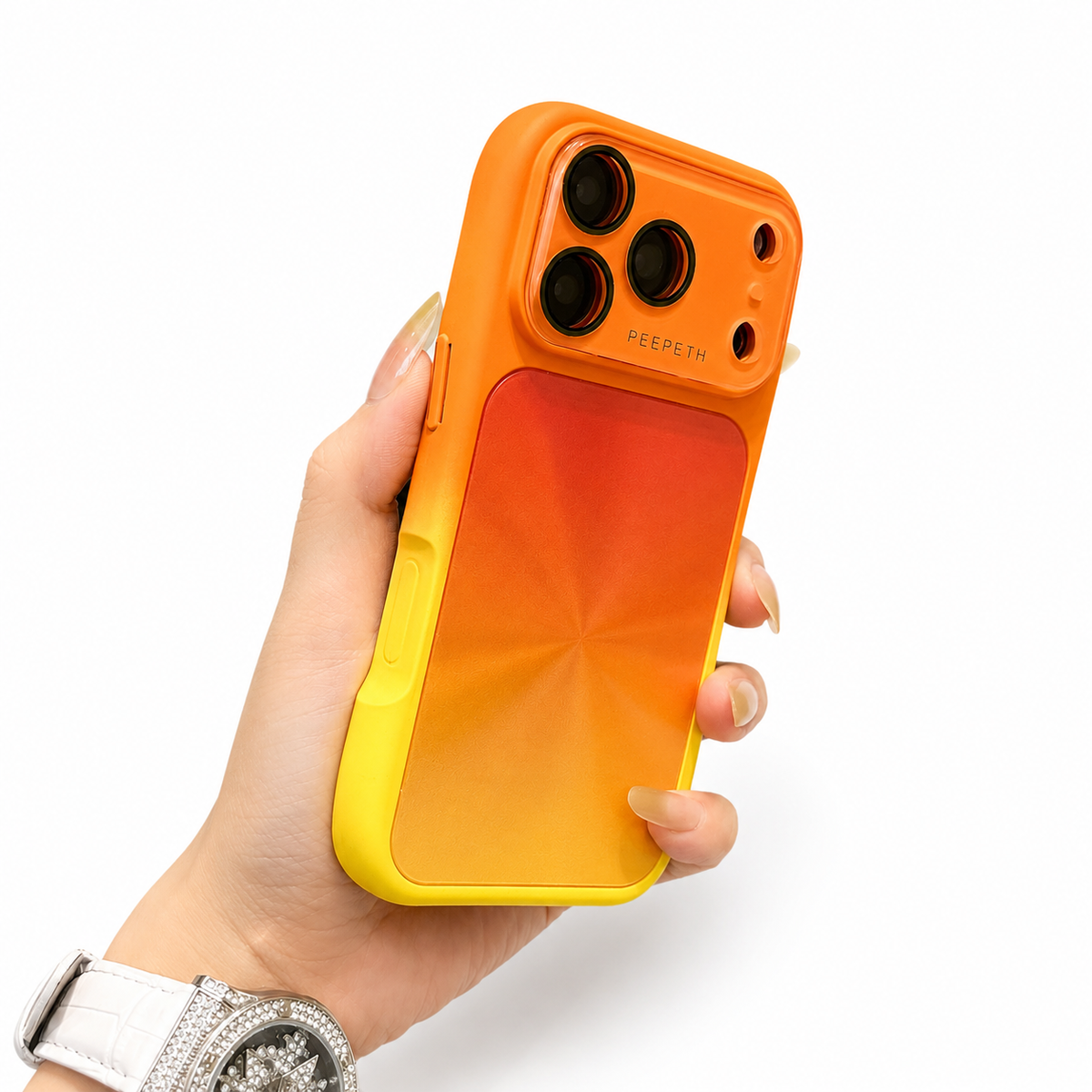 Premium iPhone Case Candy Laser Gradient Acrylic Shockproof Protective Cover Anti Fingerprint Washable Slim Lightweight Bumper Hard Back Color Change Case