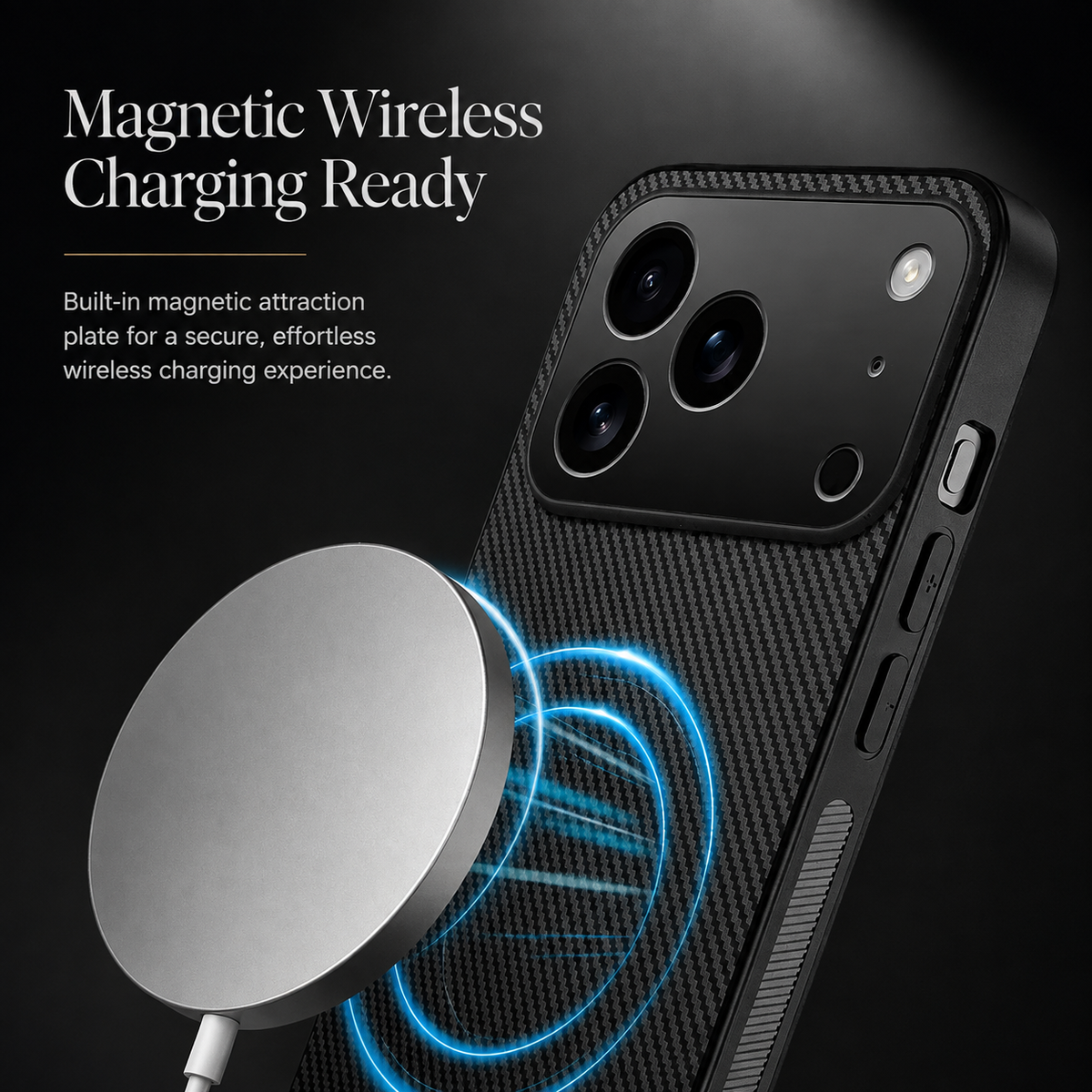 Premium iPhone Case Carbon Fiber Magnetic Shockproof Military Grade Ultrathin Protective Cover MagSafe Compatible Anti Scratch Lightweight Design Case