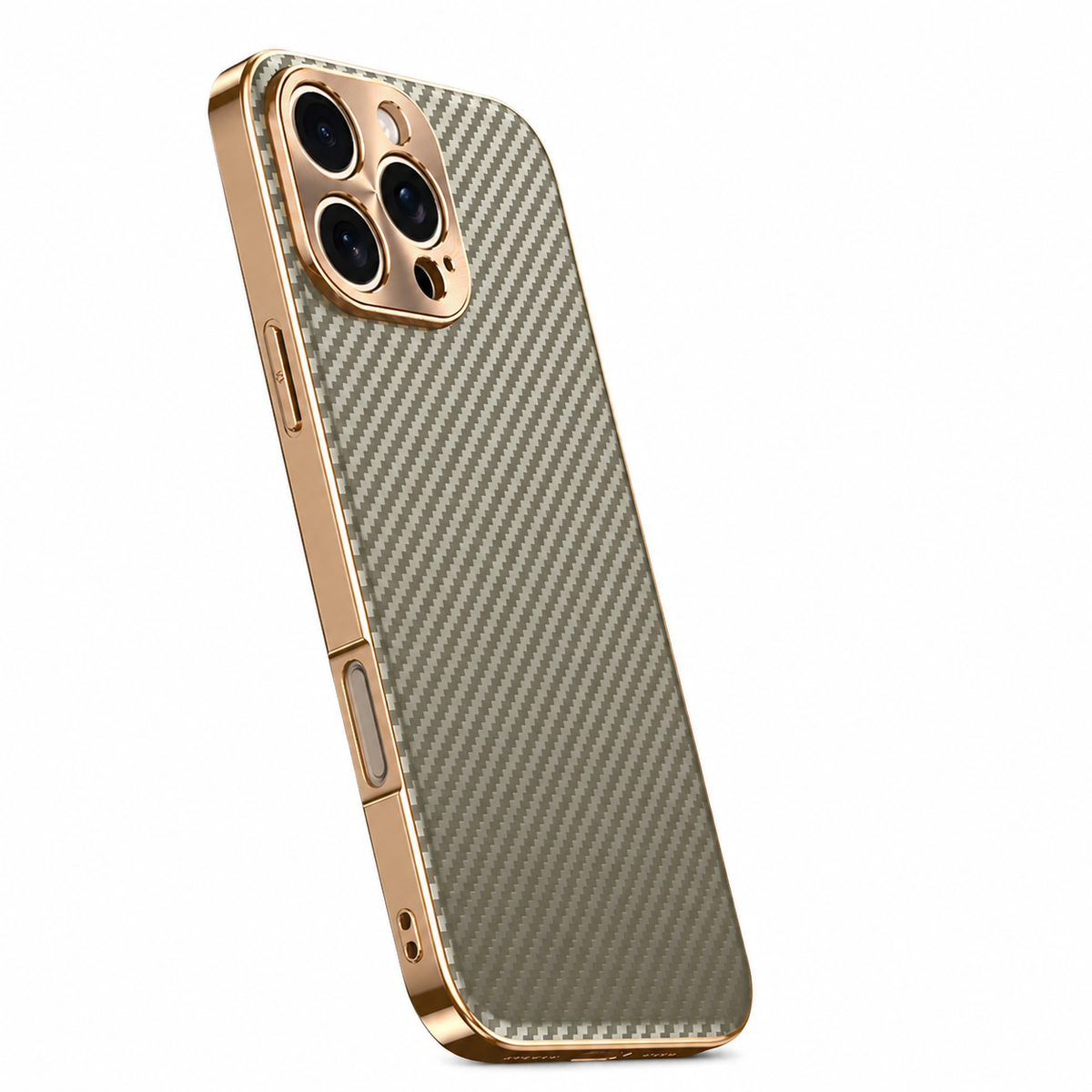 Premium iPhone Case Carbon Fiber Textured Leather Alloy Metal Camera Guard Shockproof Wireless Charging Slim Protective Cover Durable Modern Design