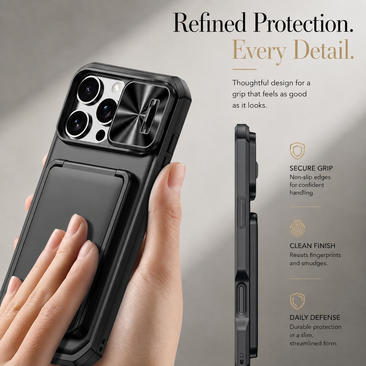 Premium iPhone Case Card Holder Wallet Anti Drop Protective Cover Shockproof Slim Hard Back Secure Card Storage Non Slip Lightweight Everyday Case