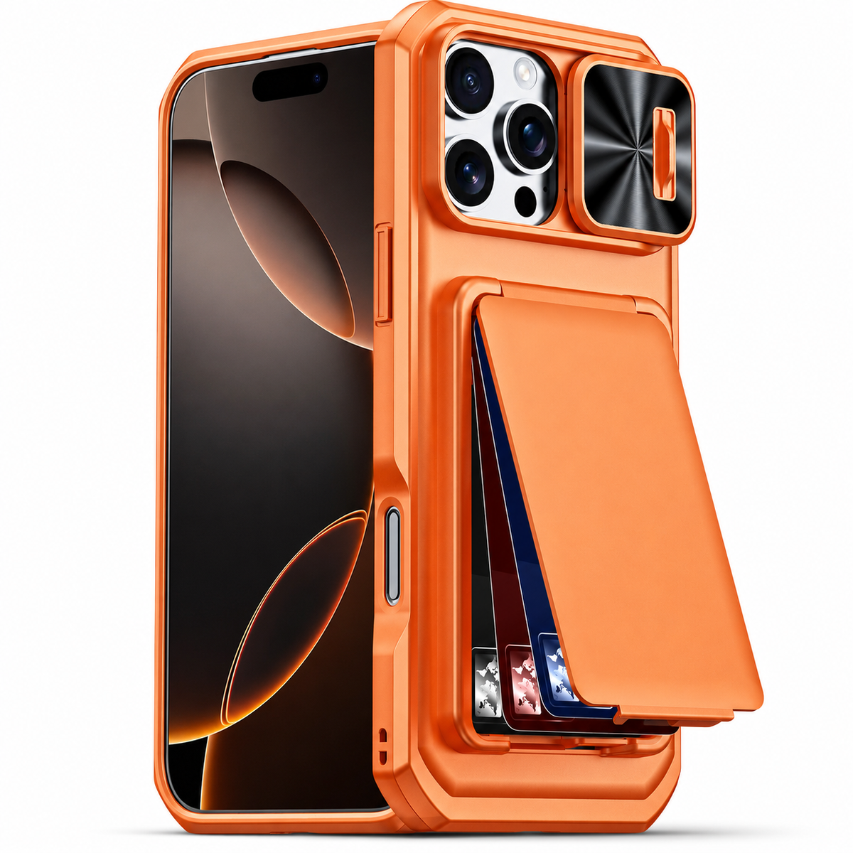 Premium iPhone Case Card Holder Wallet Anti Drop Protective Cover Shockproof Slim Hard Back Secure Card Storage Non Slip Lightweight Everyday Case