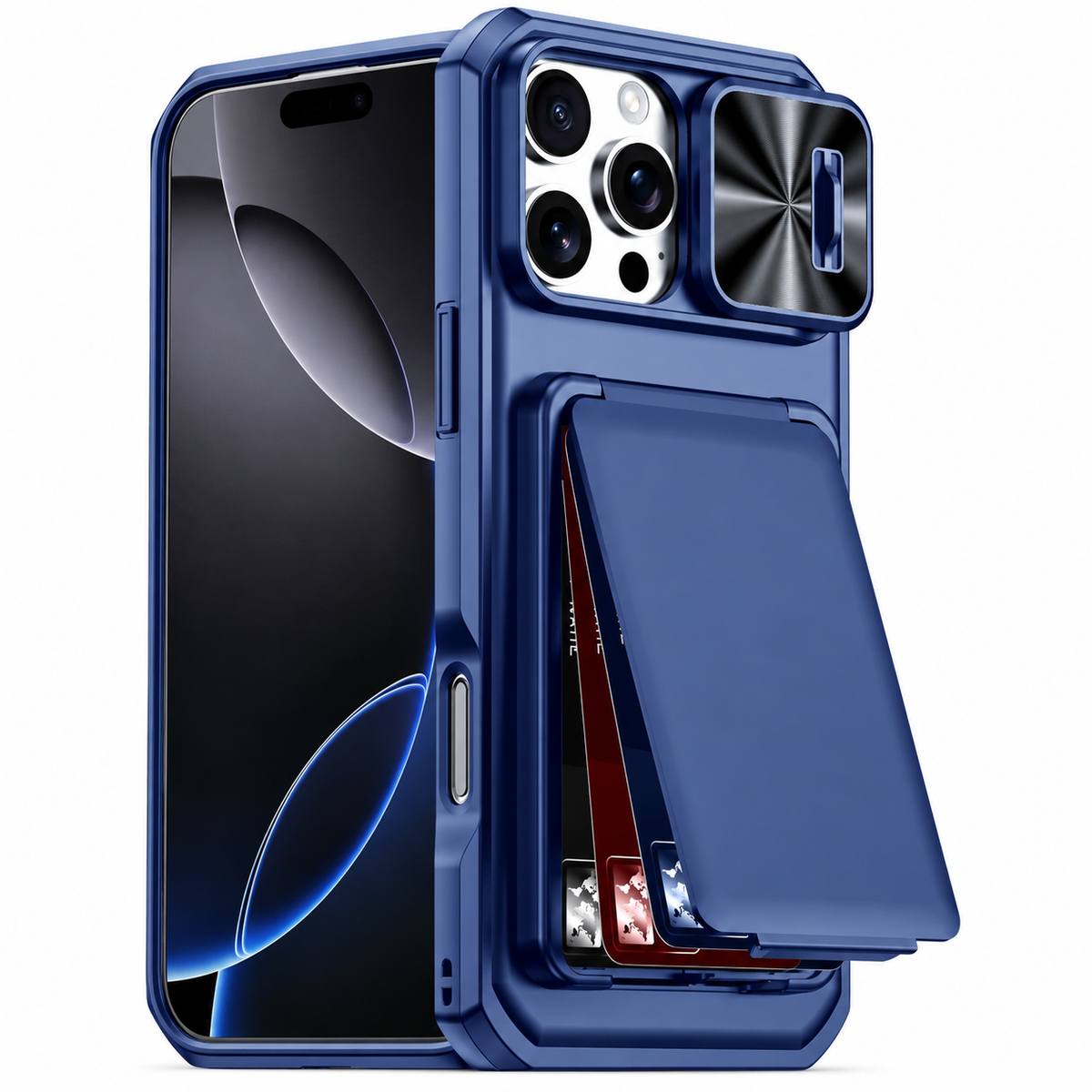 Premium iPhone Case Card Holder Wallet Anti Drop Protective Cover Shockproof Slim Hard Back Secure Card Storage Non Slip Lightweight Everyday Case