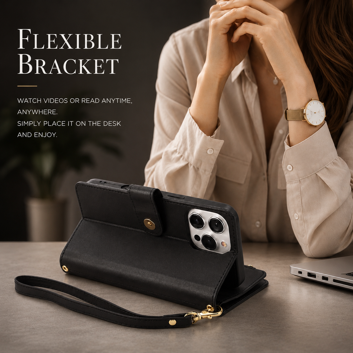 Premium iPhone Case Chain Zipper Wallet Flip Cover Card Holder Magnetic Closure Shockproof Leather Protection Kickstand Crossbody Strap Slim Design
