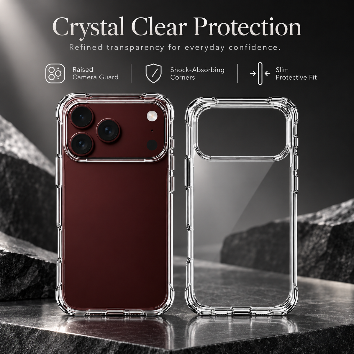 Premium iPhone Case Classic Transparent Clear Ultra Thin Foldable Cover Shockproof Hard Back Slim Anti Scratch Durable Protective Phone Cover Shell Case
