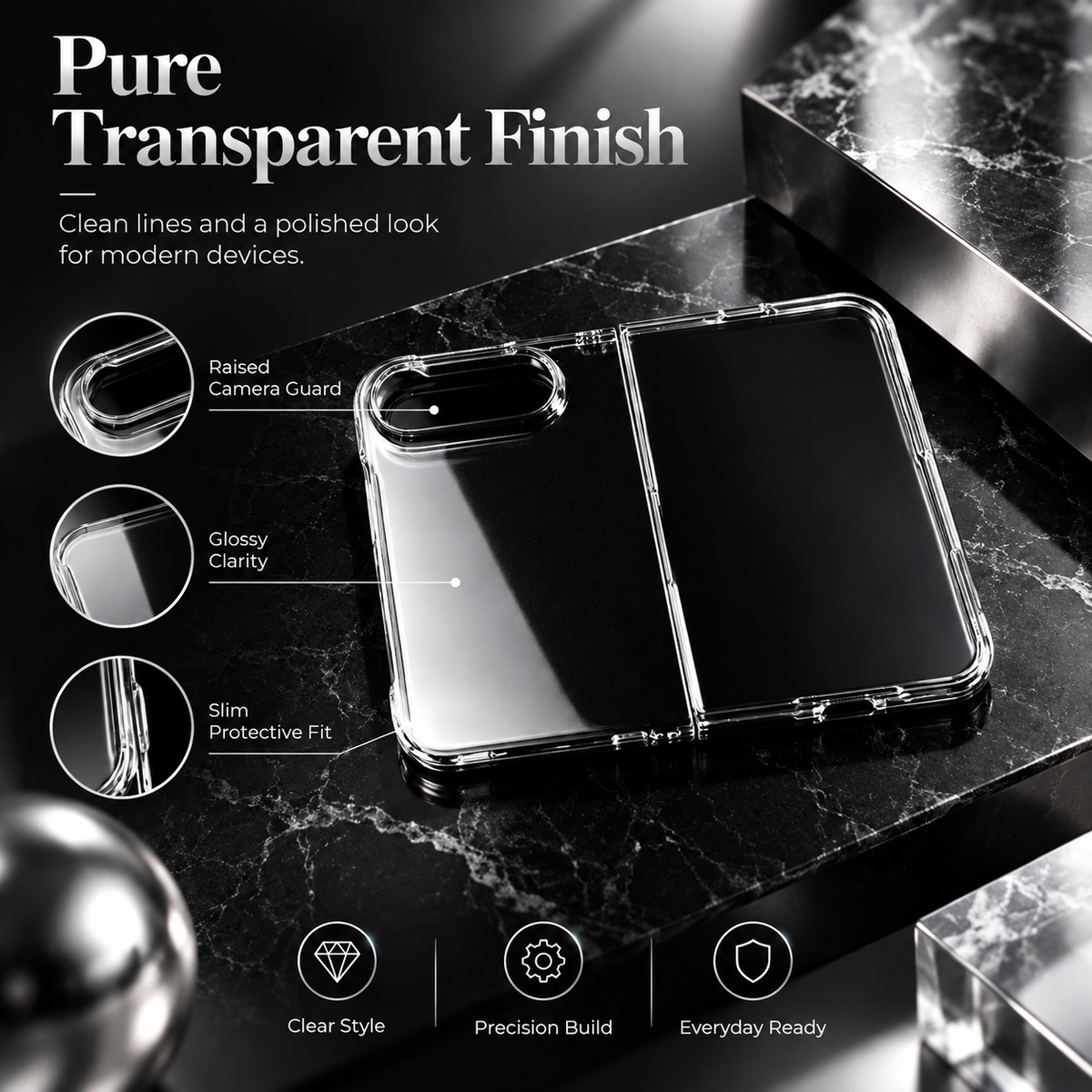 Premium iPhone Case Classic Transparent Clear Ultra Thin Foldable Cover Shockproof Hard Back Slim Anti Scratch Durable Protective Phone Cover Shell Case