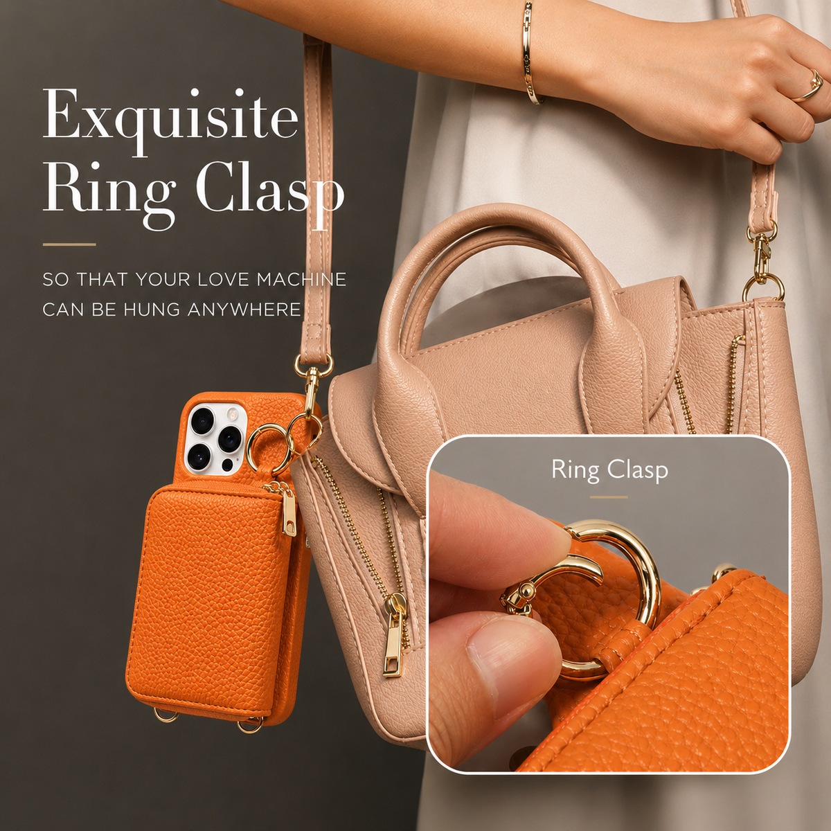 Premium iPhone Case Crossbody Wallet Card Holder Ring Stand Faux Leather Shockproof Protective Cover Full Coverage Adjustable Lanyard Slim Design Grip