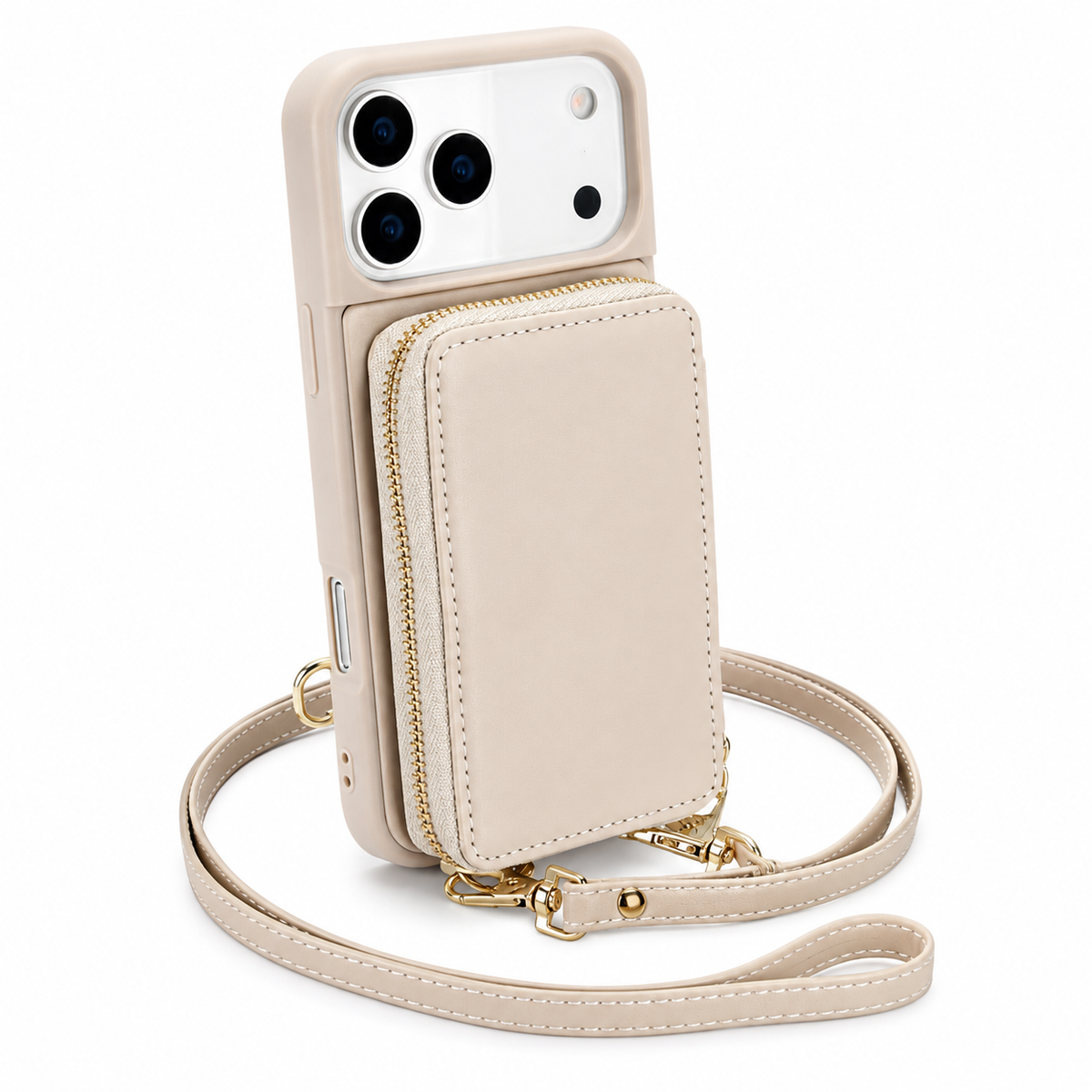 Premium iPhone Case Crossbody Wallet Flip Leather Cover Zipper Card Holder RFID Blocking Shoulder Strap Shockproof Full Coverage Protective Case
