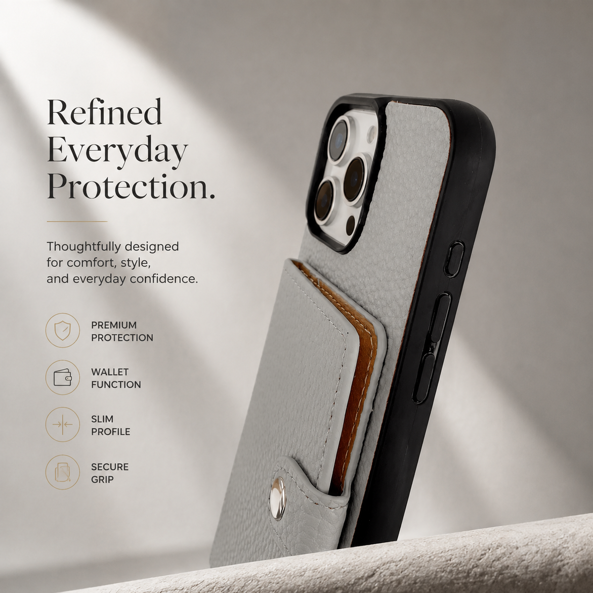 Premium iPhone Case Crossbody Wallet Purse Card Slot Coin Pocket RFID Protection Leather Strap MagSafe Compatible Shockproof Full Body Slim Design Use