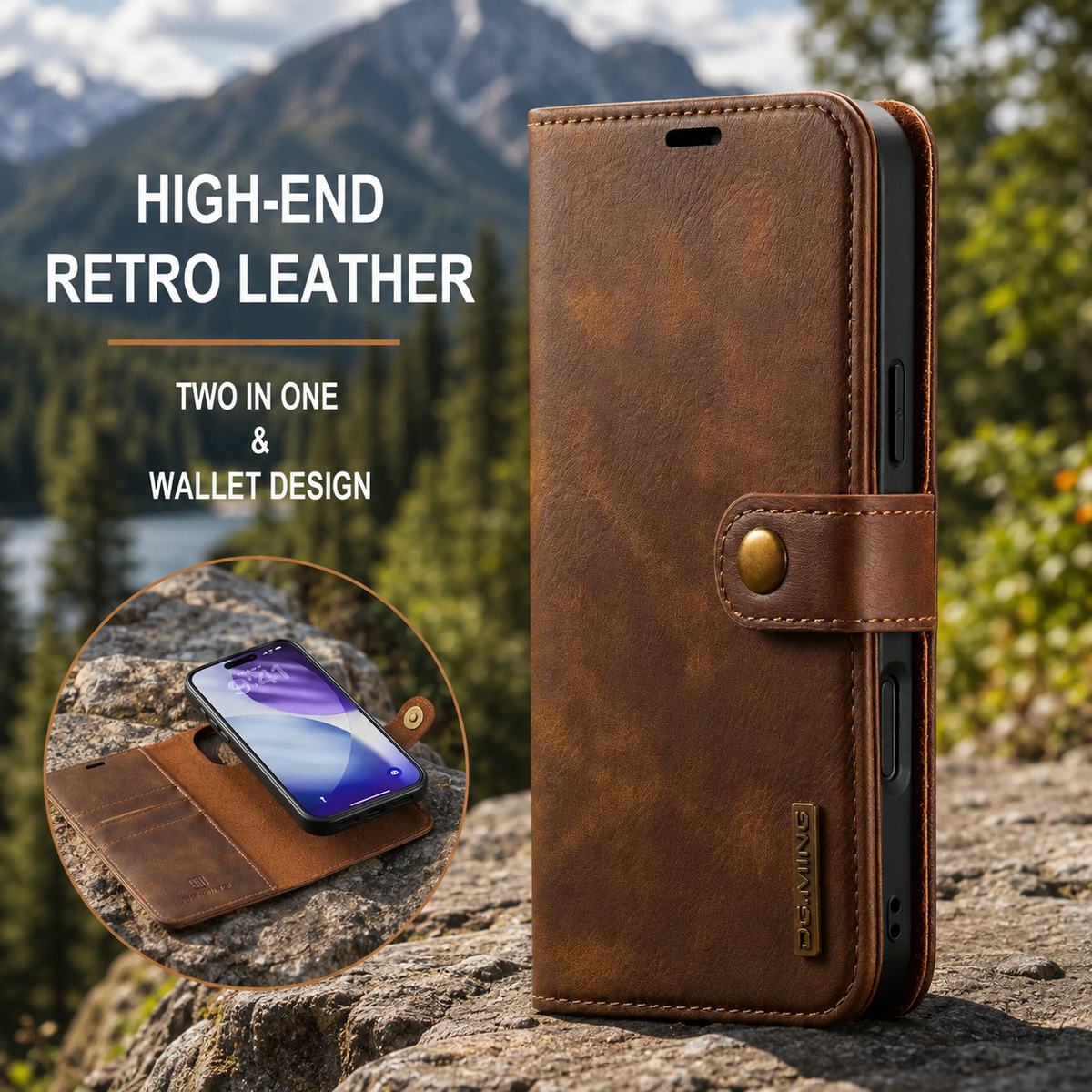 Premium iPhone Case Detachable Magnetic Leather Wallet Cover Card Holder Flip Design Full Body Protective Slim Case for Daily Carry and Travel Use Now