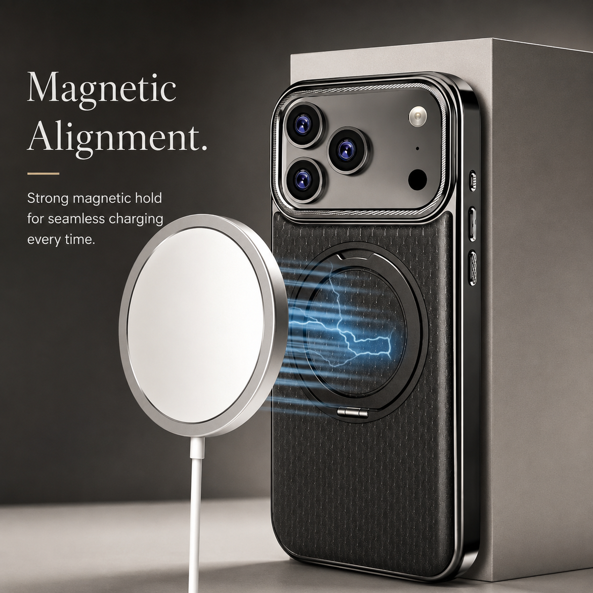 Premium iPhone Case Diamond Pattern Leather MagSafe Cover Rotating Bracket Holder Full Coverage Shockproof Anti Fingerprint Grip Protective Design Case