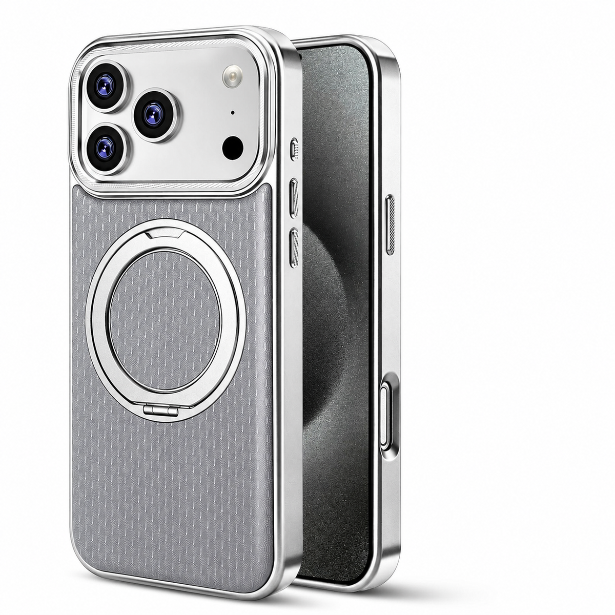 Premium iPhone Case Diamond Pattern Leather MagSafe Cover Rotating Bracket Holder Full Coverage Shockproof Anti Fingerprint Grip Protective Design Case