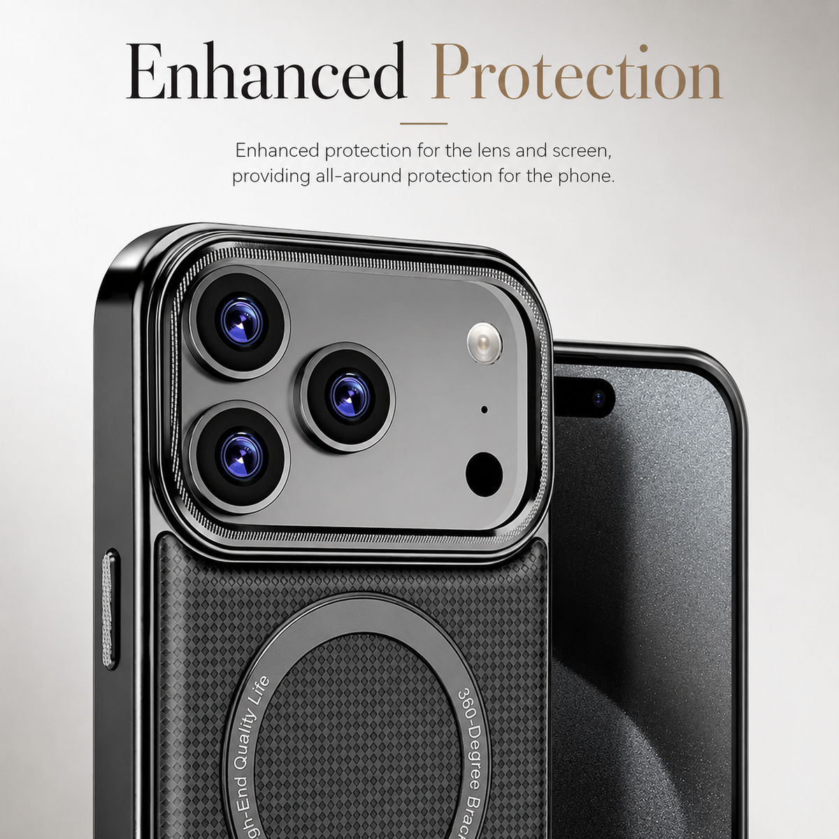 Premium iPhone Case Diamond Pattern Leather MagSafe Cover Rotating Bracket Holder Full Coverage Shockproof Anti Fingerprint Grip Protective Design Case