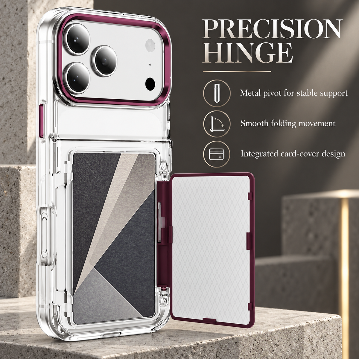 Premium iPhone Case Dual Card Slot Transparent Holder Wallet Shockproof Hard Cover Slim Anti Drop Scratch Resistant Durable Protective Phone Cover Shell Case