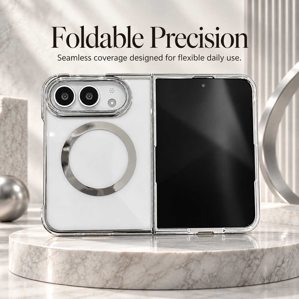 Premium iPhone Case Electroplated Magnetic Clear Transparent Foldable Cover Shockproof Slim Anti Scratch Durable Fashion Protective Phone Cover Shell Case