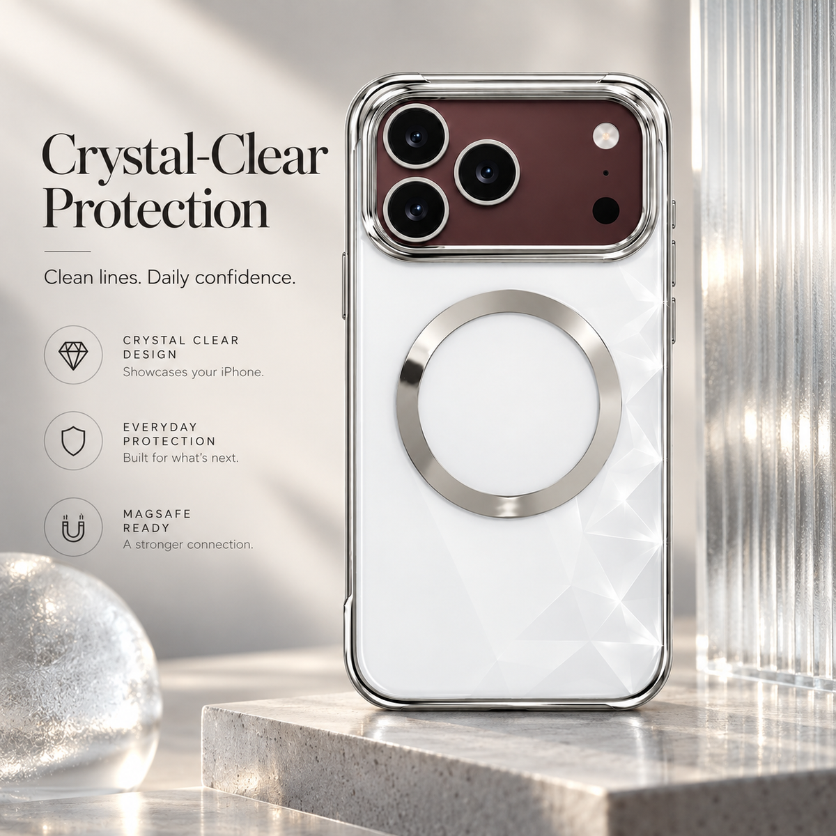 Premium iPhone Case Electroplated Magnetic Clear Transparent Foldable Cover Shockproof Slim Anti Scratch Durable Fashion Protective Phone Cover Shell Case