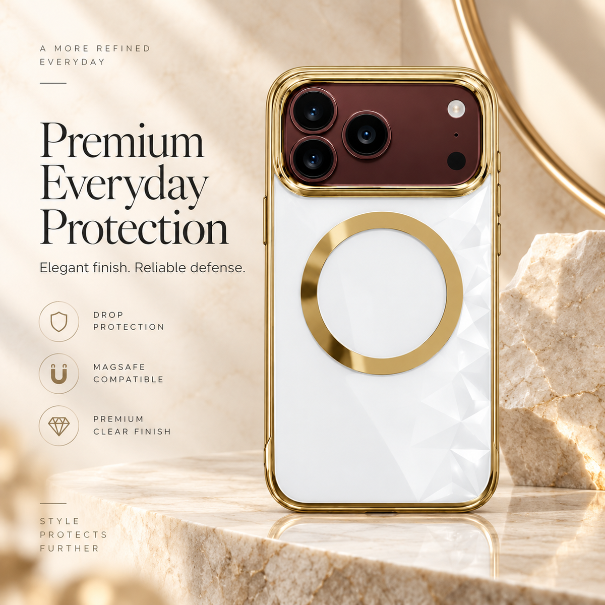 Premium iPhone Case Electroplated Magnetic Clear Transparent Foldable Cover Shockproof Slim Anti Scratch Durable Fashion Protective Phone Cover Shell Case
