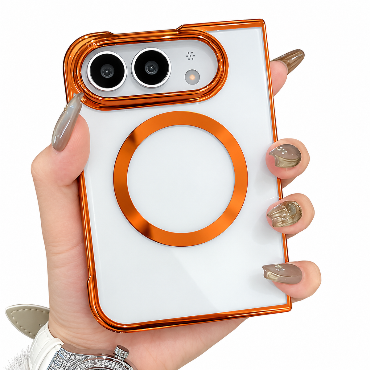 Premium iPhone Case Electroplated Magnetic Clear Transparent Foldable Cover Shockproof Slim Anti Scratch Durable Fashion Protective Phone Cover Shell Case
