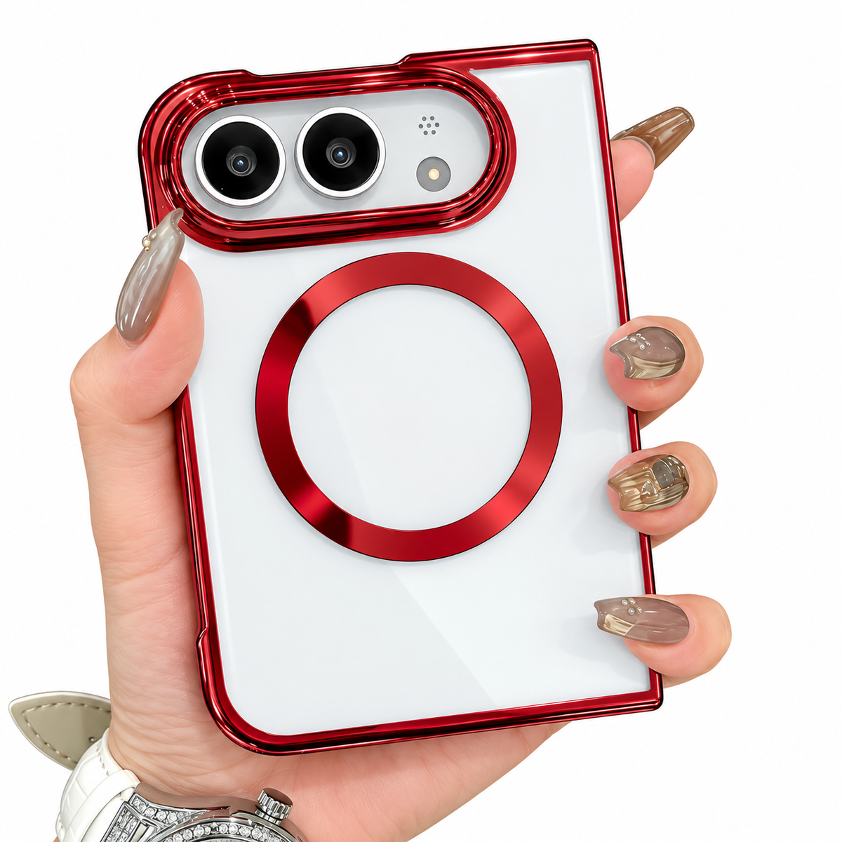 Premium iPhone Case Electroplated Magnetic Clear Transparent Foldable Cover Shockproof Slim Anti Scratch Durable Fashion Protective Phone Cover Shell Case