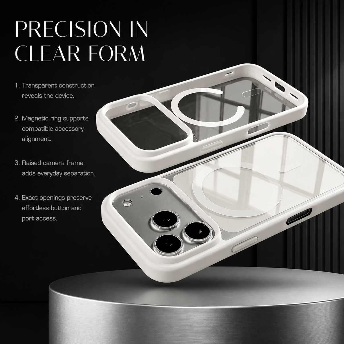 Premium iPhone Case Fashion MagSafe Magnetic Wireless Charging Transparent Acrylic Back Shockproof Slim Anti Scratch Durable Clear Protective Phone Cover Case