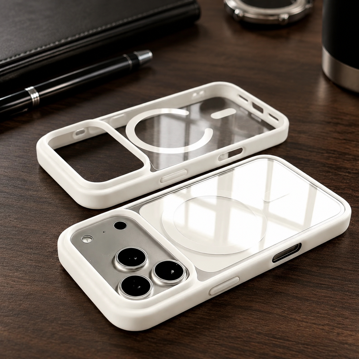 Premium iPhone Case Fashion MagSafe Magnetic Wireless Charging Transparent Acrylic Back Shockproof Slim Anti Scratch Durable Clear Protective Phone Cover Case