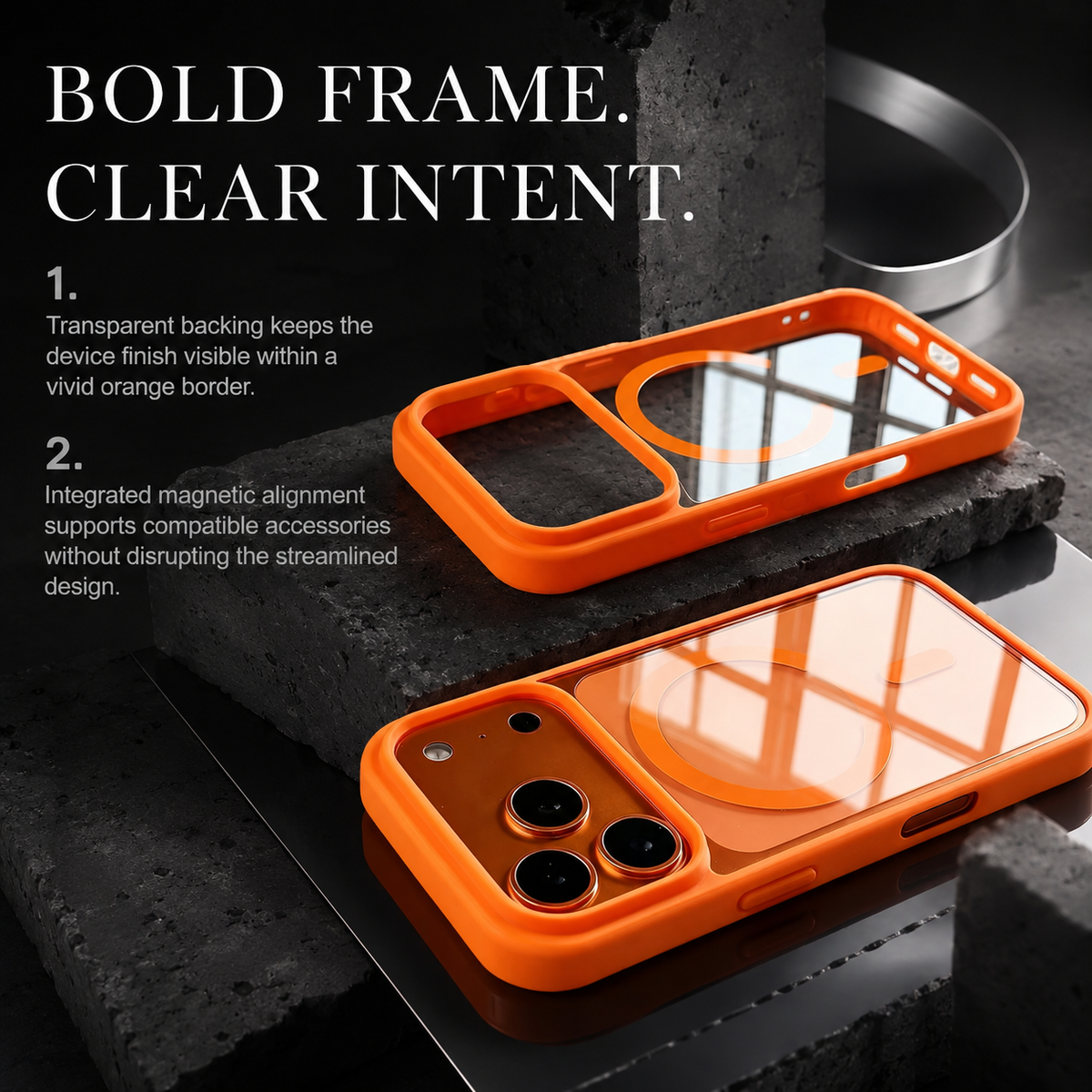 Premium iPhone Case Fashion MagSafe Magnetic Wireless Charging Transparent Acrylic Back Shockproof Slim Anti Scratch Durable Clear Protective Phone Cover Case