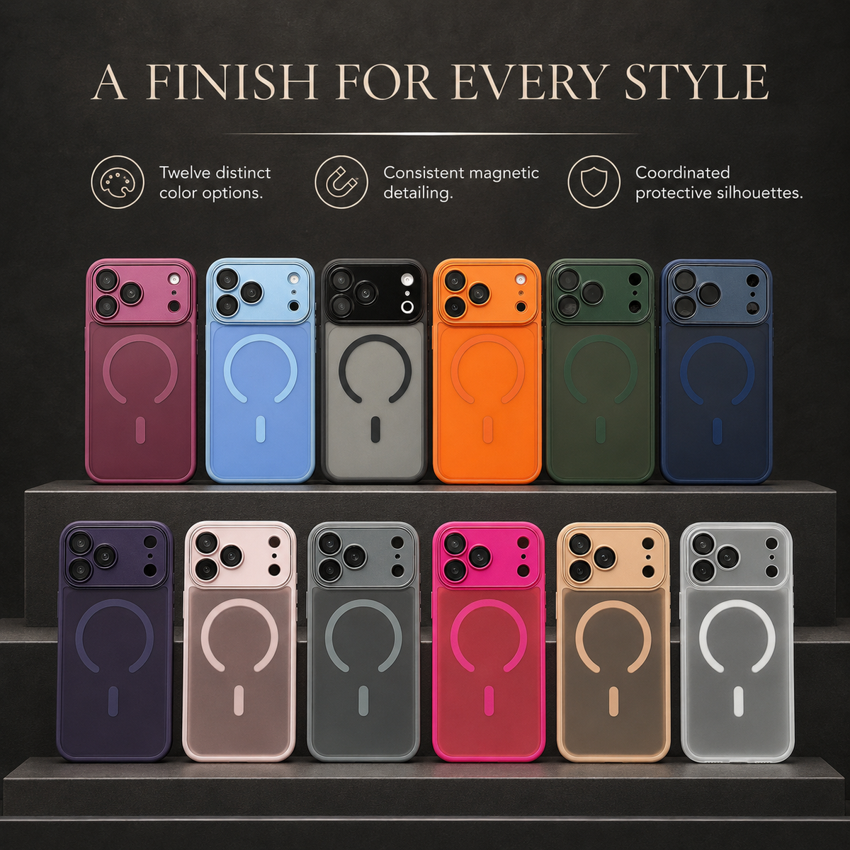 Premium iPhone Case Fashion Matte Transparent MagSafe Magnetic Back Shockproof Anti Fingerprint Slim Non Slip Durable Clear Protective Phone Cover Shell Case
