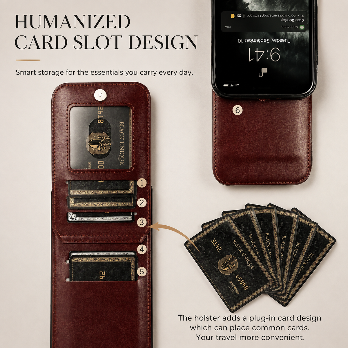 Premium iPhone Case Flip Wallet Card Holder Leather Cover Stand Shockproof Anti Fingerprint Protective Full Coverage Magnetic Retro Slim Design