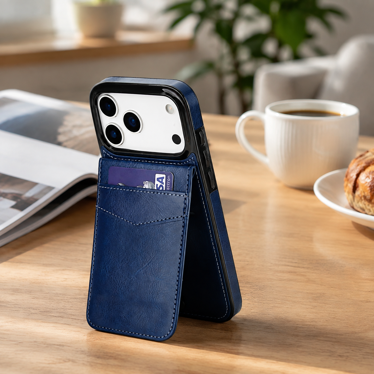 Premium iPhone Case Flip Wallet Card Holder Leather Cover Stand Shockproof Anti Fingerprint Protective Full Coverage Magnetic Retro Slim Design