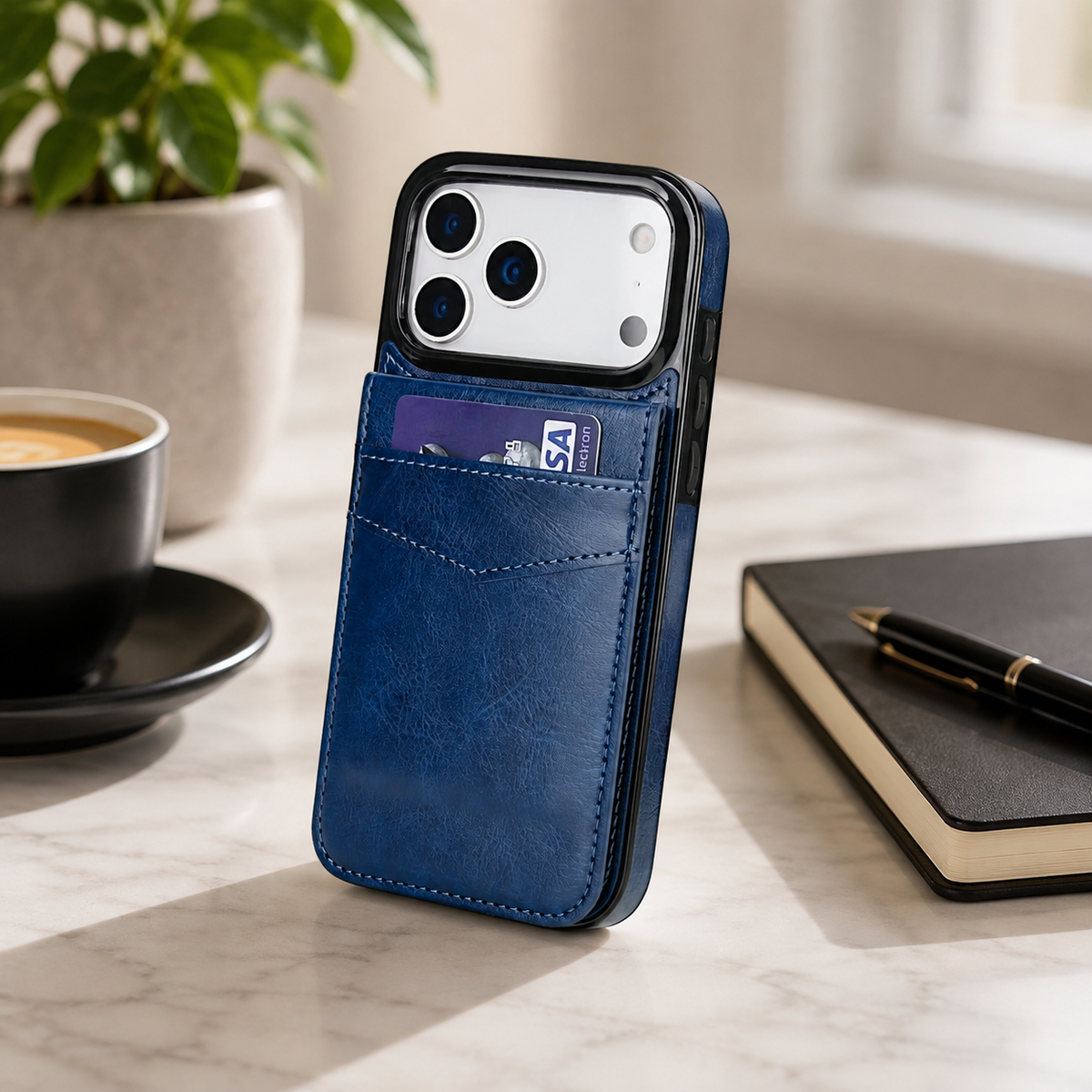 Premium iPhone Case Flip Wallet Card Holder Leather Cover Stand Shockproof Anti Fingerprint Protective Full Coverage Magnetic Retro Slim Design