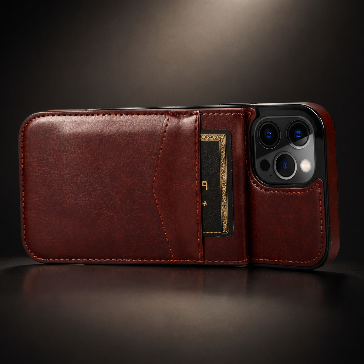 Premium iPhone Case Flip Wallet Card Holder Leather Cover Stand Shockproof Anti Fingerprint Protective Full Coverage Magnetic Retro Slim Design