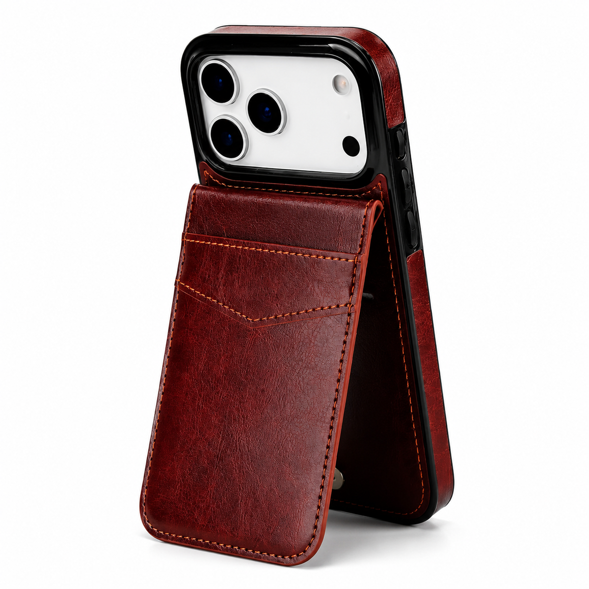 Premium iPhone Case Flip Wallet Card Holder Leather Cover Stand Shockproof Anti Fingerprint Protective Full Coverage Magnetic Retro Slim Design
