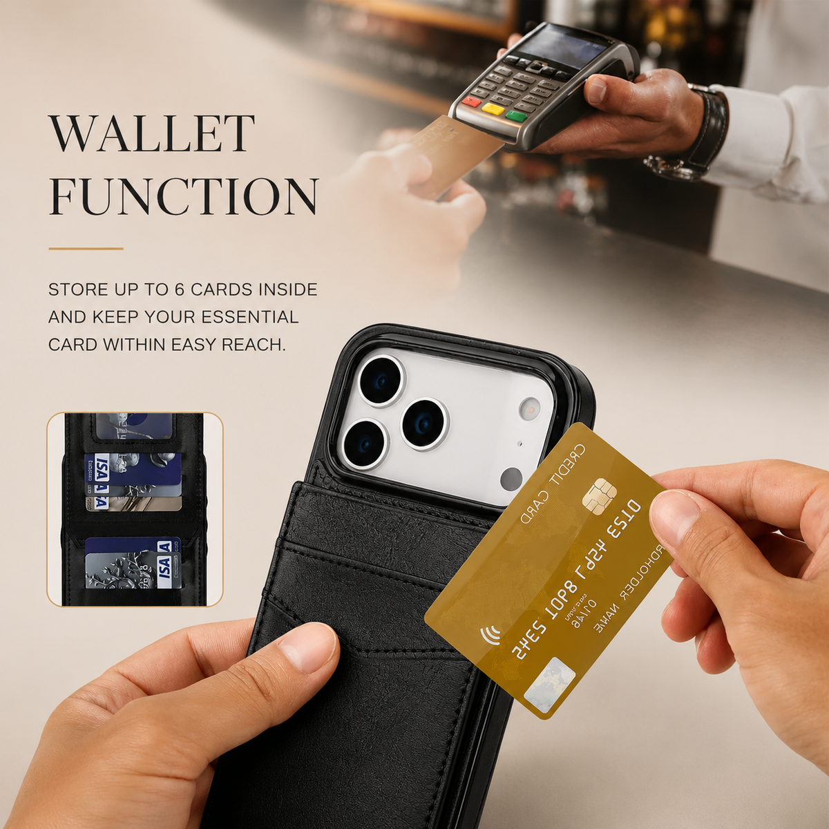 Premium iPhone Case Flip Wallet Card Holder Leather Cover Stand Shockproof Anti Fingerprint Protective Full Coverage Magnetic Retro Slim Design