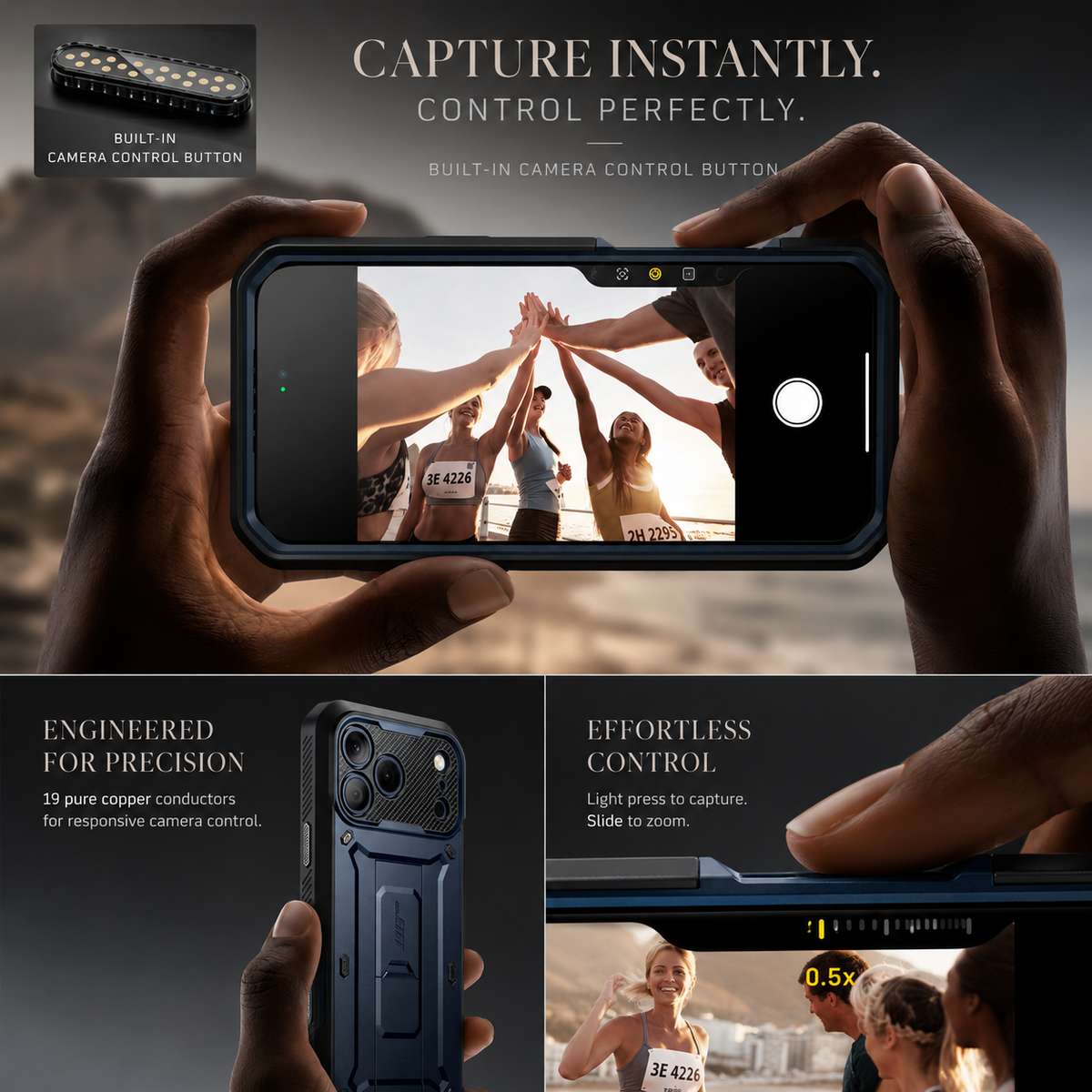 Premium iPhone Case Full Body Shockproof Armor Built In Screen Protector Heavy Duty PC TPU Rugged Protective Cover Reinforced Drop Protection Bumper