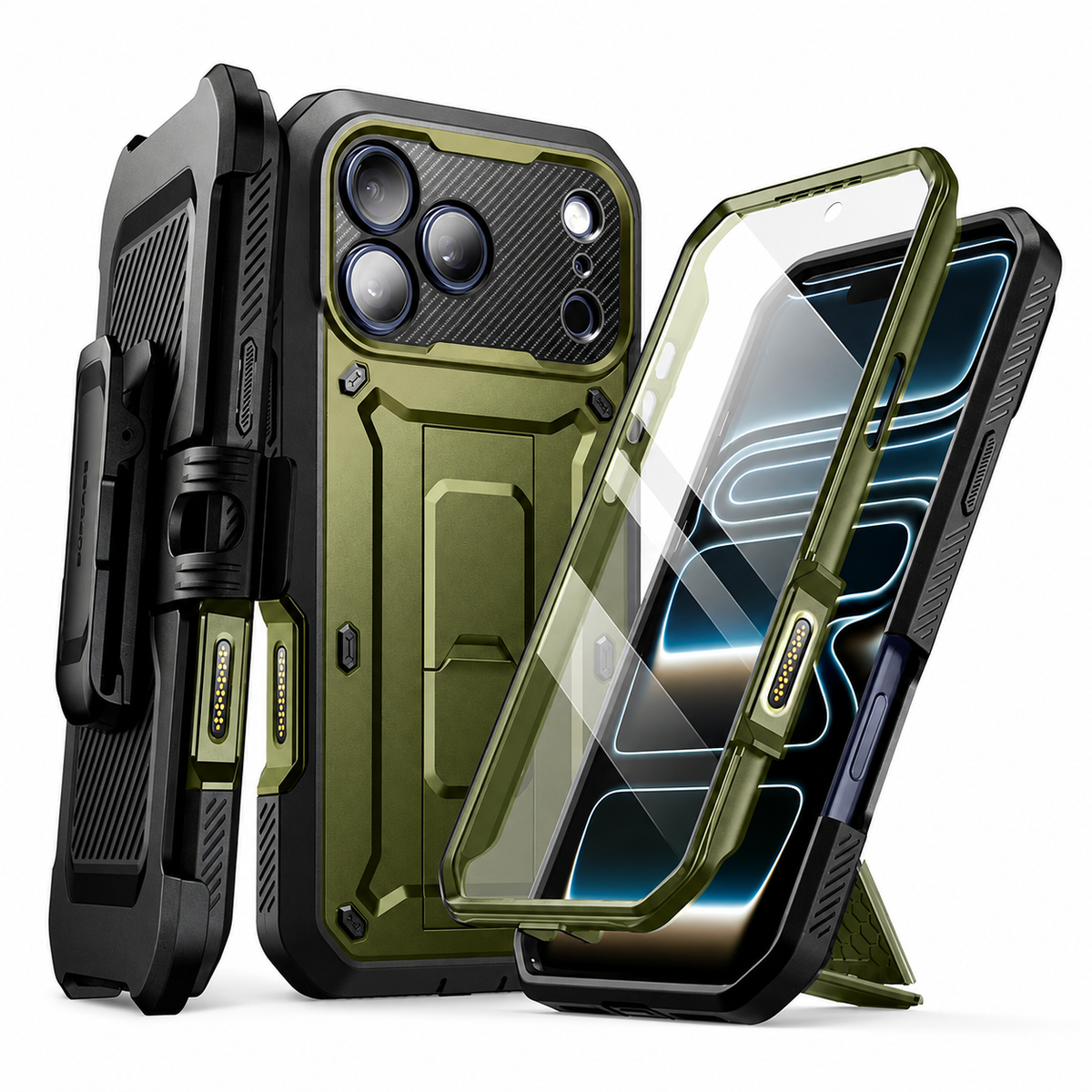 Premium iPhone Case Full Body Shockproof Armor Built In Screen Protector Heavy Duty PC TPU Rugged Protective Cover Reinforced Drop Protection Bumper