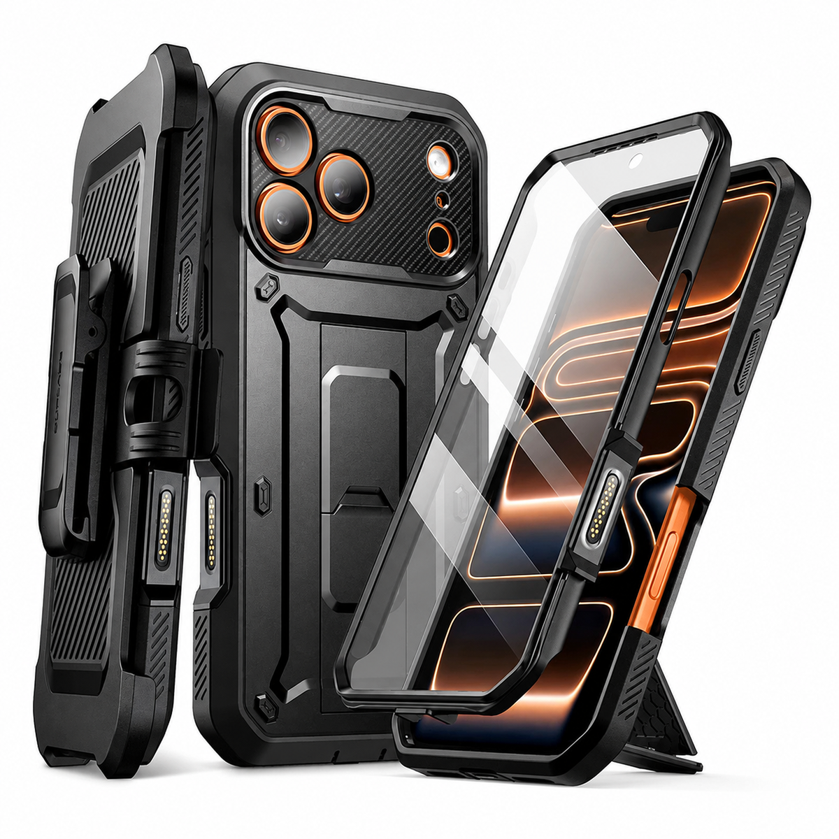 Premium iPhone Case Full Body Shockproof Armor Built In Screen Protector Heavy Duty PC TPU Rugged Protective Cover Reinforced Drop Protection Bumper