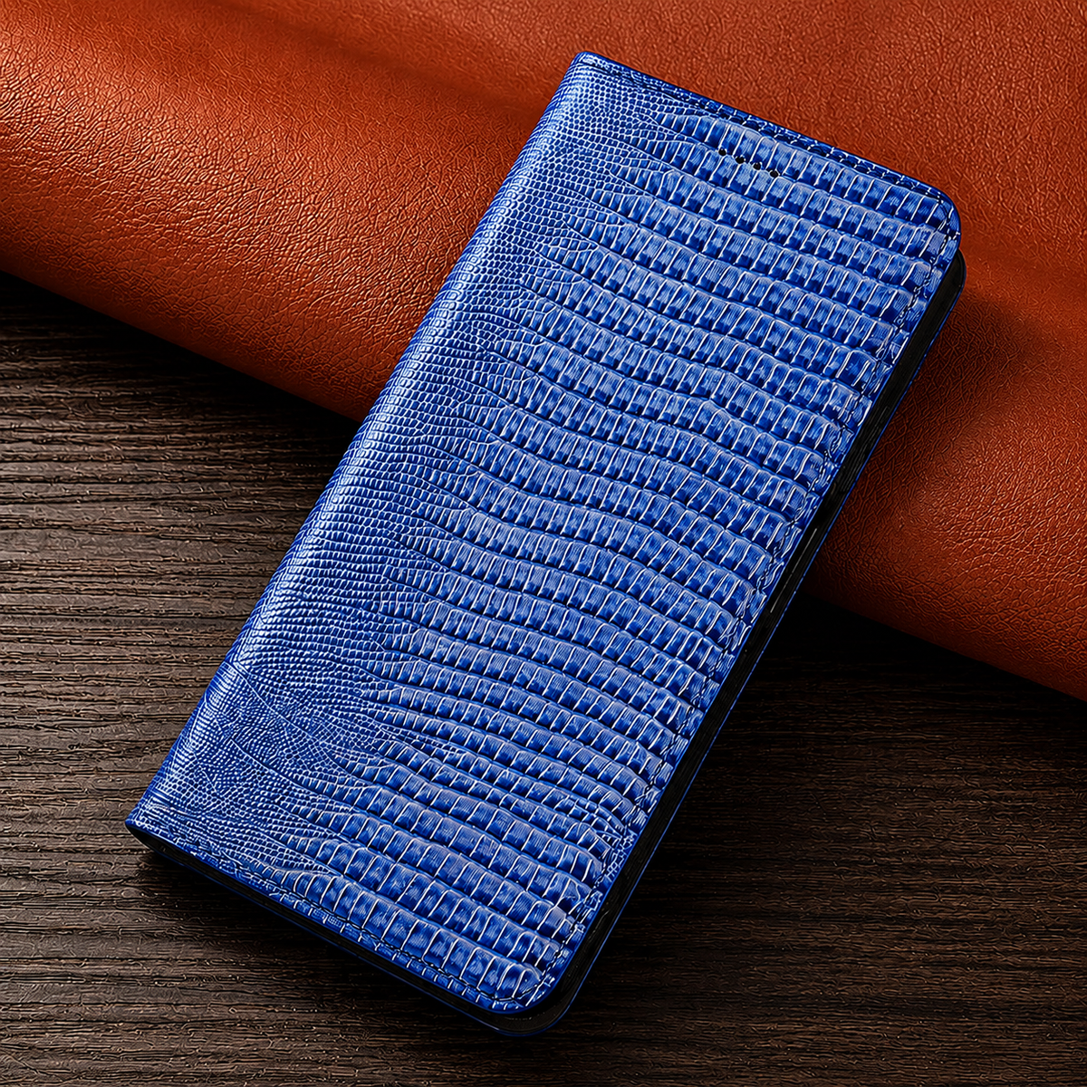 Premium iPhone Case Genuine Cowhide Leather Crocodile Grain Wallet Flip Cover Card Holder Magnetic Closure Kickstand Shockproof Full Body Protection!