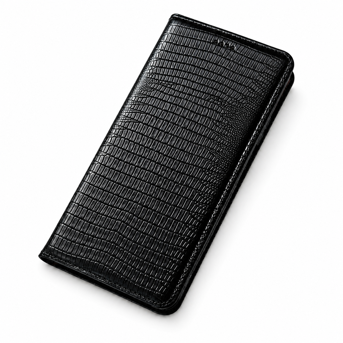Premium iPhone Case Genuine Cowhide Leather Crocodile Grain Wallet Flip Cover Card Holder Magnetic Closure Kickstand Shockproof Full Body Protection!