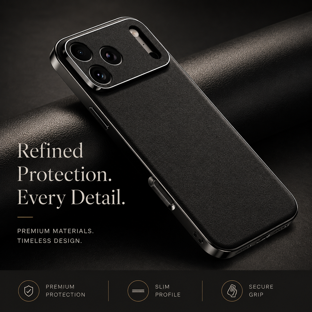 Premium iPhone Case Genuine Cowhide Leather Shockproof Cover Full Camera Lens Guard Anti-Slip Matte Finish Slim Protective Case for Everyday Daily Use