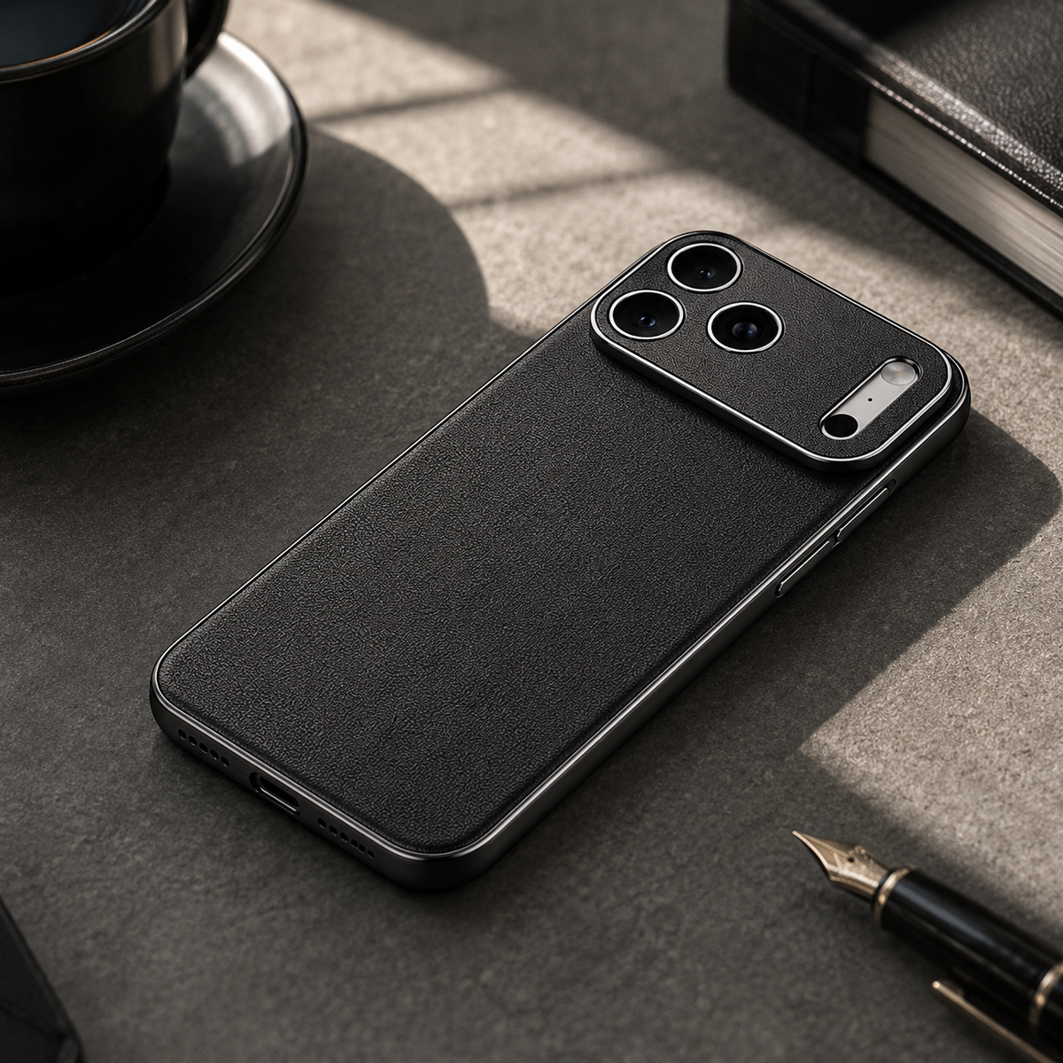 Premium iPhone Case Genuine Cowhide Leather Shockproof Cover Full Camera Lens Guard Anti-Slip Matte Finish Slim Protective Case for Everyday Daily Use
