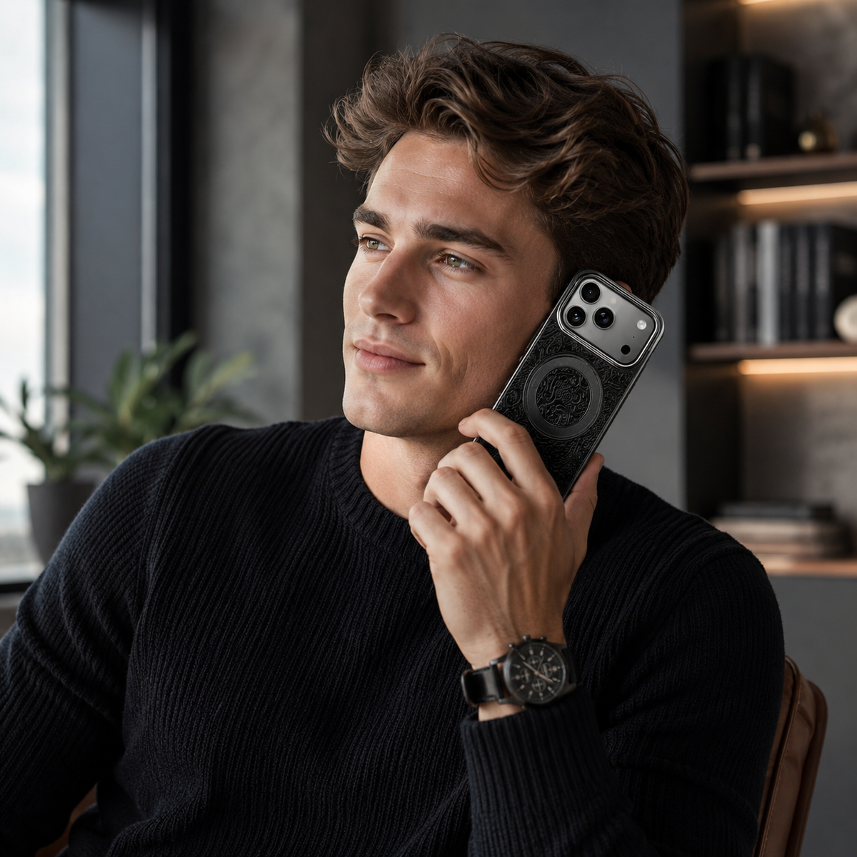 Premium iPhone Case Genuine Leather 360 Rotating Stand Holder Retro Printed Protective Cover Shockproof Non Slip Slim Full Coverage Business Case