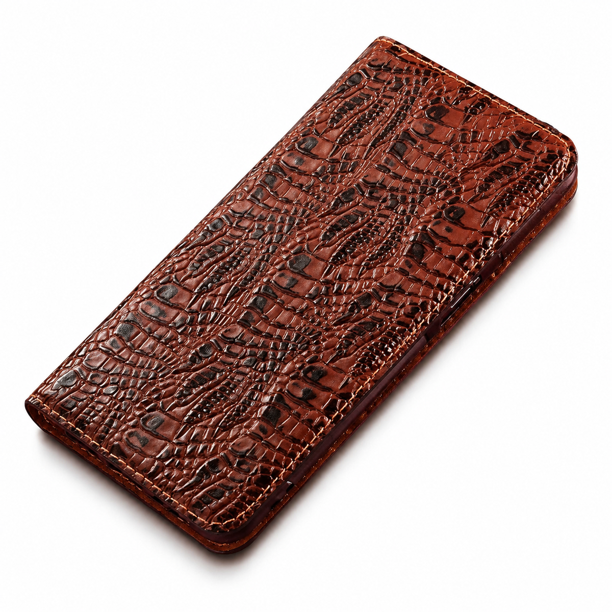 Premium iPhone Case Genuine Leather Crocodile Texture Flip Cover Card Pocket Shockproof Full Protection Anti Scratch Non Slip Slim Design