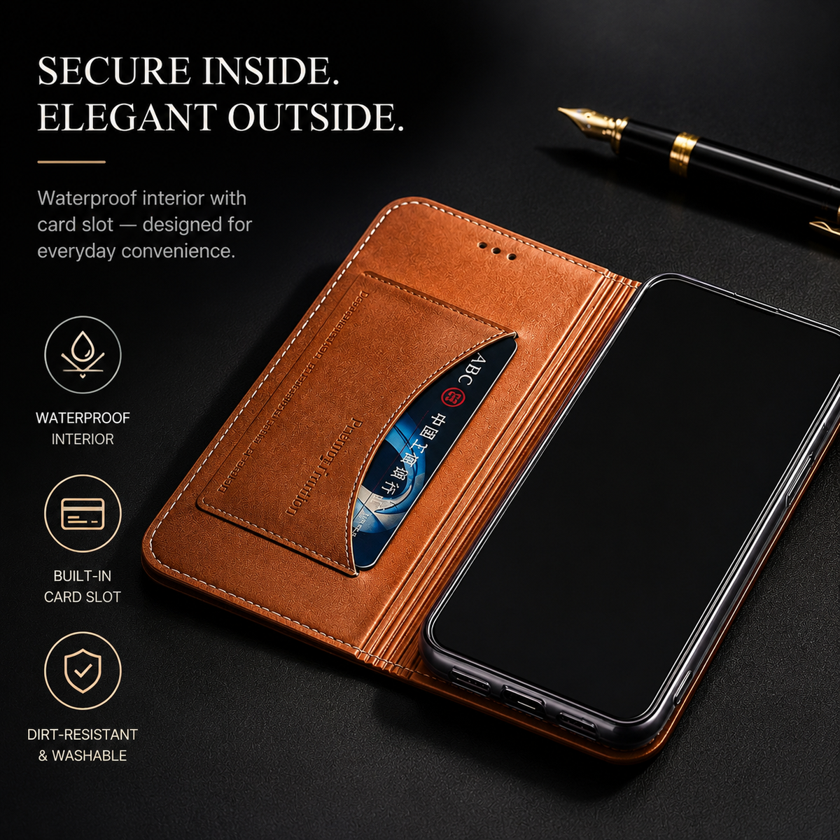 Premium iPhone Case Genuine Leather Crocodile Texture Flip Cover Card Pocket Shockproof Full Protection Anti Scratch Non Slip Slim Design