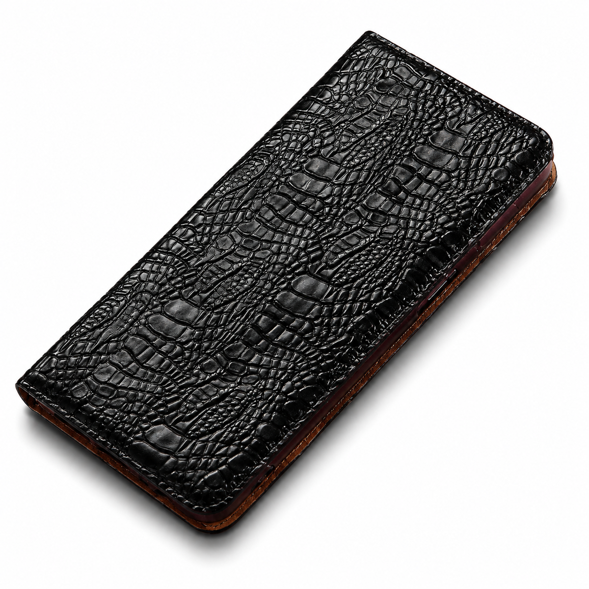 Premium iPhone Case Genuine Leather Crocodile Texture Flip Cover Card Pocket Shockproof Full Protection Anti Scratch Non Slip Slim Design