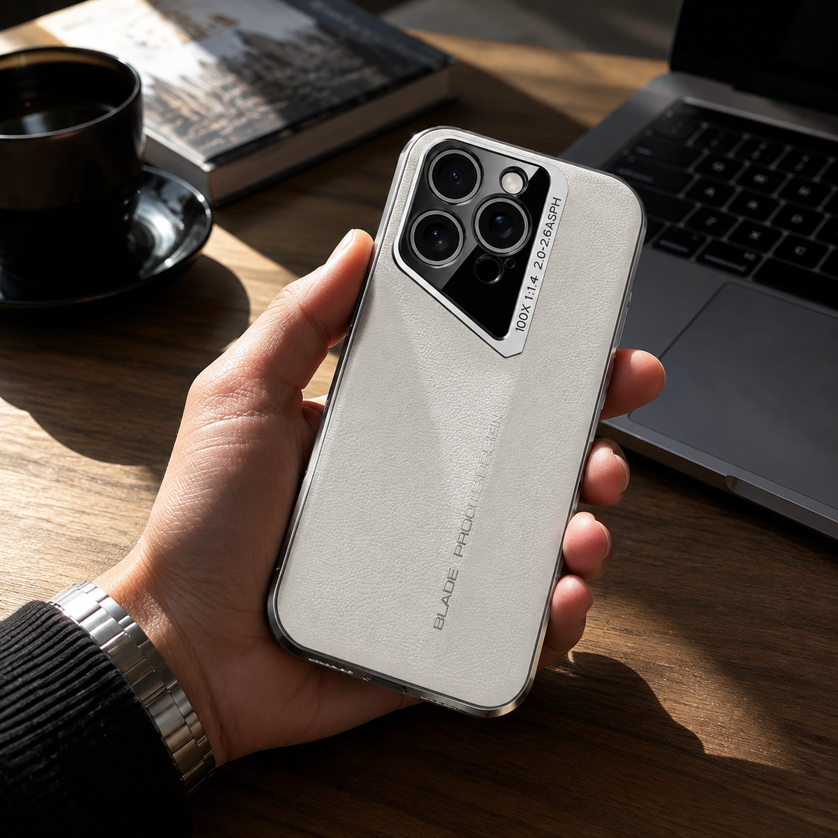 Premium iPhone Case Genuine Leather Electroplated Shockproof Protective Cover Hard PC Back Camera Lens Protection Anti Slip Grip Ultra Thin Slim Design