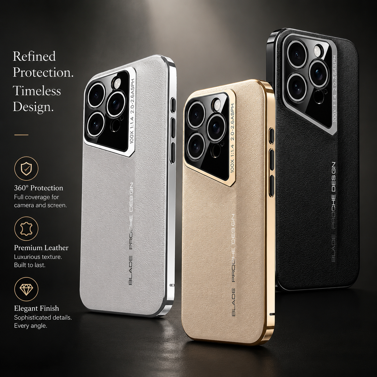 Premium iPhone Case Genuine Leather Electroplated Shockproof Protective Cover Hard PC Back Camera Lens Protection Anti Slip Grip Ultra Thin Slim Design